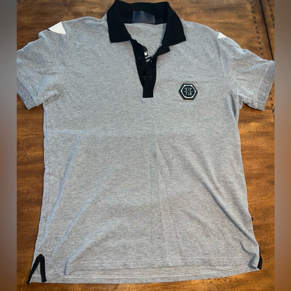 Philipp Plein Polo with black crystals